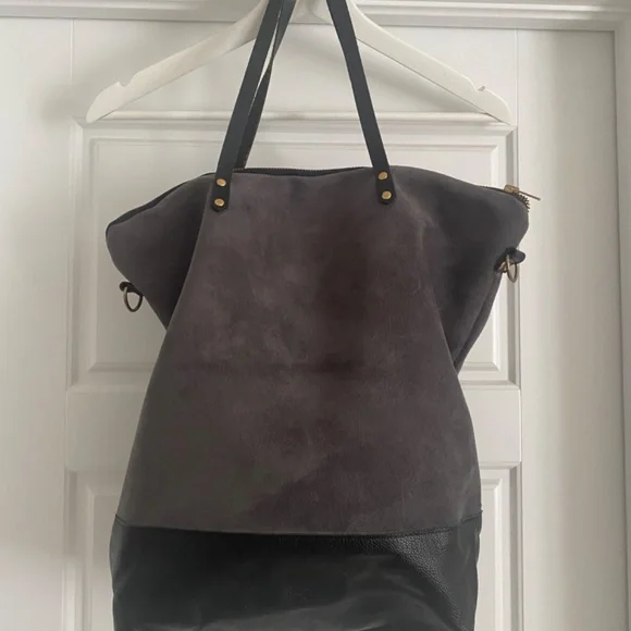 Suede Tote | Leather Tote | Women's Purse | Black & Grey - Picture 2 of 6